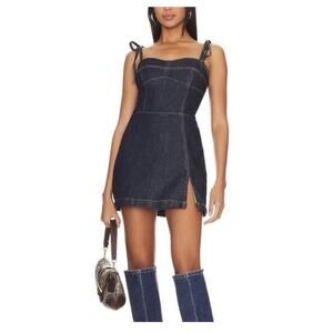 Amanda Uprichard Taylor Denim Skort Romper Mini